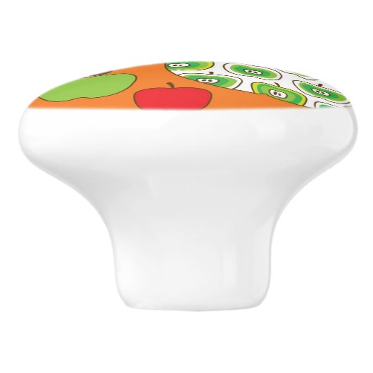 Niedliches Apfelillustrationsmuster Keramikknauf (Seitenansicht)