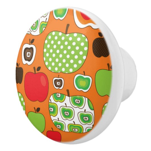 Niedliches Apfelillustrationsmuster Keramikknauf (Rechts)