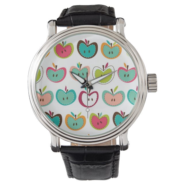 Niedliches Apfelmuster Armbanduhr (Vorderseite)