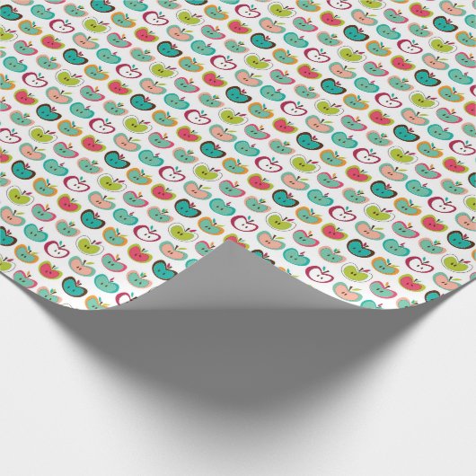 Niedliches Apfelmuster Geschenkpapier (Ecke)