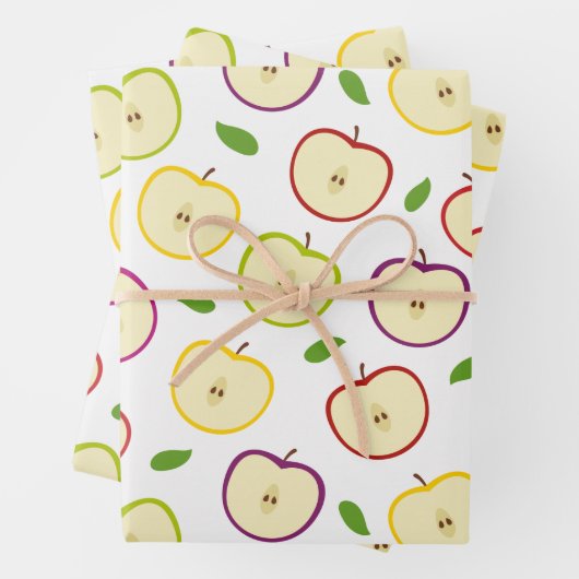 Niedliches Apfelmuster Geschenkpapier Set (Beispiel)