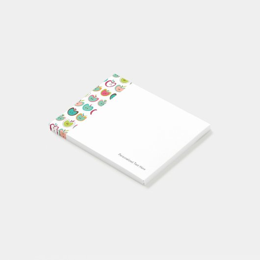 Niedliches Apfelmuster Post-it Klebezettel (angewinkelt)