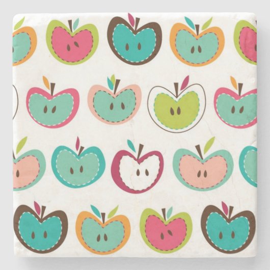 Niedliches Apfelmuster Steinuntersetzer (Vorderseite)