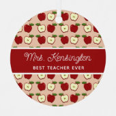 Niedliches Apple Pattern Teacher Appreciator Foto Ornament Aus Metall (Vorderseite)