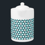 Niedliches Aqua Blau-Weiß-Muster<br><div class="desc">Niedliches Aqua Blue und Weiß Floral Muster Teekanne</div>
