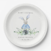 Niedliches Aqua Blue Bunny Garden Foliage Babydusc Pappteller (Vorderseite)