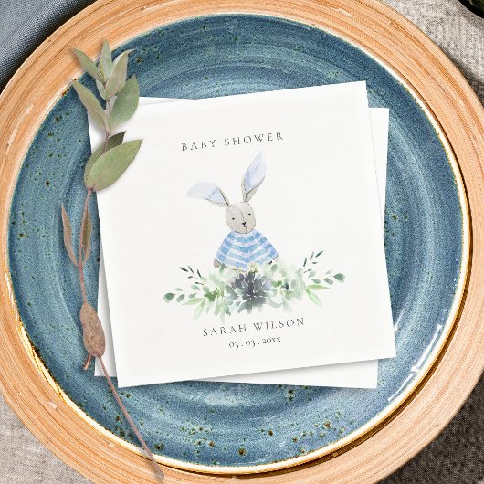 Niedliches Aqua Blue Bunny Garden Foliage Babydusc Serviette