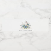 Niedliches Aqua Blue Floral Teapot Cups Brautparty Wasserflaschenetikett (Einzelnes Label)