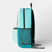Niedliches Aqua Blue Gold Glitzer Regenbogen mit N Bedruckter Rucksack (Rechts)