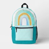 Niedliches Aqua Blue Gold Glitzer Regenbogen mit N Bedruckter Rucksack (Vorderseite)
