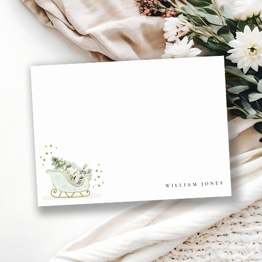 Niedliches Aqua Blue Golden Winter Schlitten Jegli Mitteilungskarte