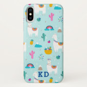 Niedliches Aqua Blue Llama Muster Case-Mate iPhone Hülle (Rückseite)