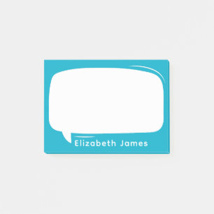 Niedliches Aqua Blue und White Talk Blase Personal Post-it Klebezettel