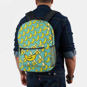 Niedliches Aqua Blue Yellow Banana Personalisiert Bedruckter Rucksack