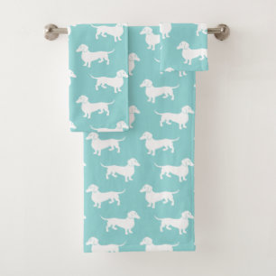 Niedliches Aqua-Dackel-Muster-kundengerechte Farbe Badhandtuch Set