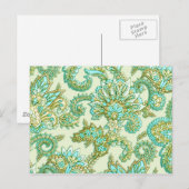 Niedliches Aqua Gold Paisley Blumenmuster Postkarte (Vorne/Hinten)