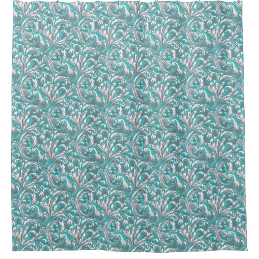 Niedliches Aqua-Graumuster Duschvorhang (Vorderseite)
