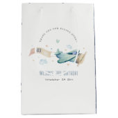 Niedliches Aqua Green Blue Biplane Cloud Herzstück Mittlere Geschenktüte (Vorderseite)