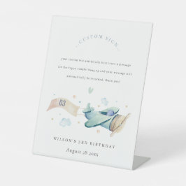 Niedliches Aqua Green Blue Flugzeug Geburtstag Cus Sockelschild