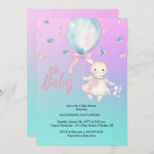 Niedliches Aqua & Lila Babydusche Einladung (Vorne/Hinten)