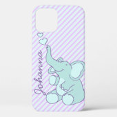 Niedliches Aqua-lila Babysitter-Elefant Case-Mate iPhone Hülle (Rückseite)