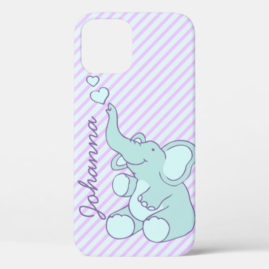 Niedliches Aqua-lila Babysitter-Elefant Case-Mate iPhone Hülle (Rückseite)