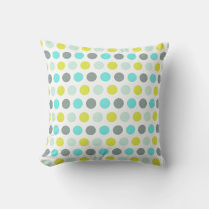 Niedliches Aqua Mint Blue Yellow Polka Dot Muster Kissen