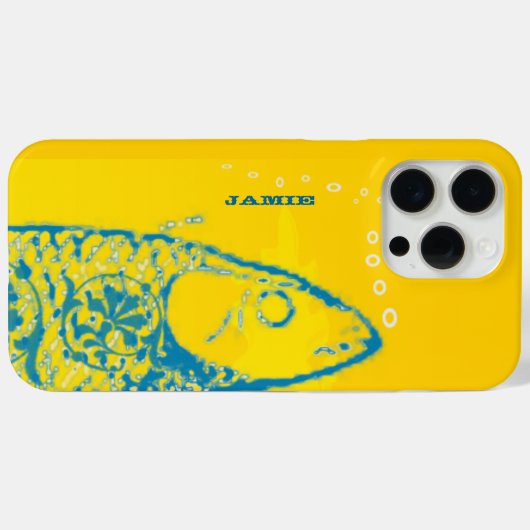 Niedliches Aqua und gelbe Fische Case-Mate iPhone Hülle (Rückseite (Horizontal))