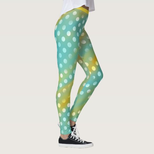 Niedliches Aqua und gelbe Leggings mit weißen Punk (Rechts)