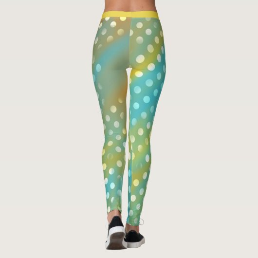 Niedliches Aqua und gelbe Leggings mit weißen Punk (Rückseite)