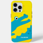 Niedliches Aqua und Gelber Alligator Case-Mate iPhone Hülle (Rückseite)