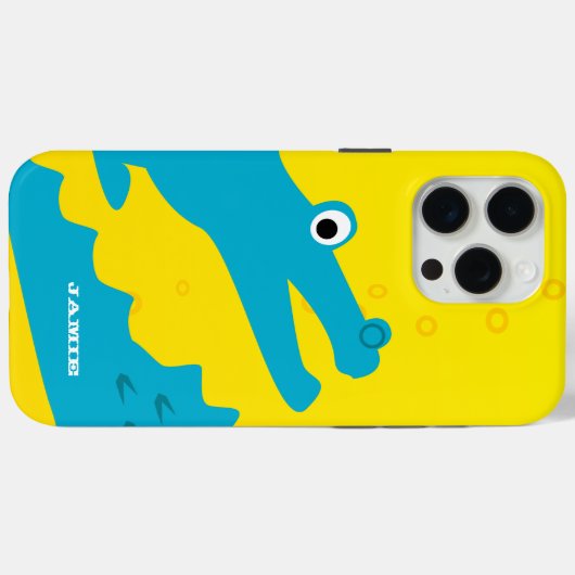 Niedliches Aqua und Gelber Alligator Case-Mate iPhone Hülle (Rückseite (Horizontal))