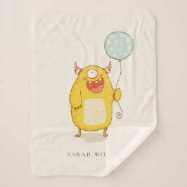 Niedliches Aqua Yellow Little Happy Monster Custom Sherpadecke