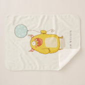 Niedliches Aqua Yellow Little Happy Monster Custom Sherpadecke (Vorderseite (Horizontal))