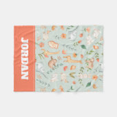 Niedliches Aquamarines Baby Animal Pasttern Muster Fleecedecke (Vorderseite (Horizontal))