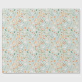 Niedliches Aquamarines Baby Animal Pasttern Muster Geschenkpapier (Flach)