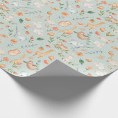 Niedliches Aquamarines Baby Animal Pasttern Muster Geschenkpapier (Ecke)