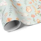 Niedliches Aquamarines Baby Animal Pasttern Muster Geschenkpapier (Rolleneckpunkt)