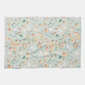 Niedliches Aquamarines Baby Animal Pasttern Muster Geschirrtuch (Horizontal)