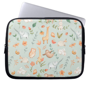 Niedliches Aquamarines Baby Animal Pasttern Muster Laptopschutzhülle