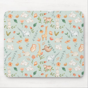 Niedliches Aquamarines Baby Animal Pasttern Muster Mousepad