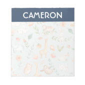 Niedliches Aquamarines Baby Animal Pasttern Muster Notizblock (Vorderseite)