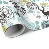 Niedliches Aquamarines blaugrünes Blumenmuster und Geschenkpapier (Rolleneckpunkt)