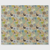 Niedliches Aquamarines blaugrünes Blumenmuster und Geschenkpapier (Flach)
