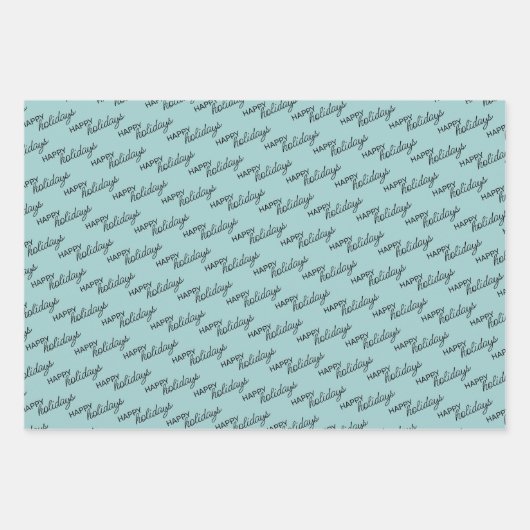 Niedliches Aquamarines blaugrünes Blumenmuster und Geschenkpapier Set (Vorderseite 3)