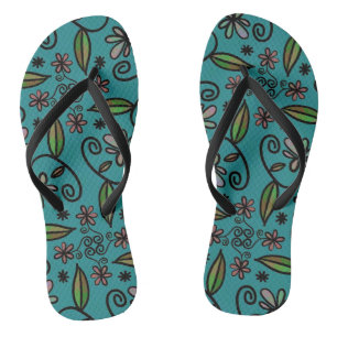 Niedliches Aquamarines Blumenmuster Badesandalen