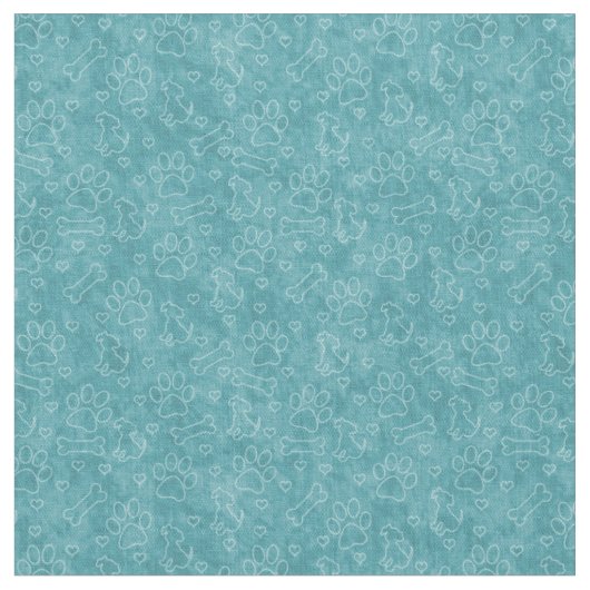 Niedliches Aquamarines Hundemuster Stoff (Nahaufnahme)