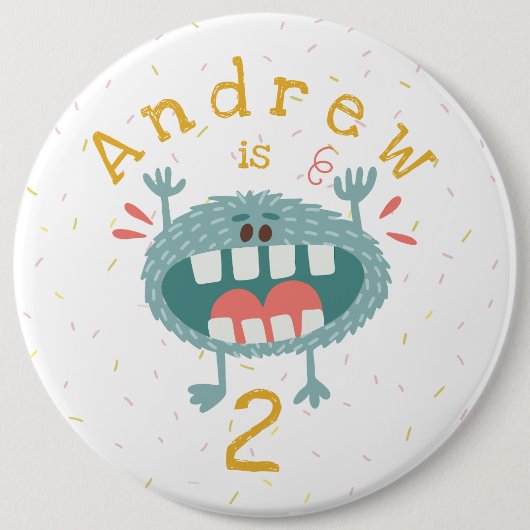 Niedliches Aquamarines Monster Geburtstag Button (Vorderseite)