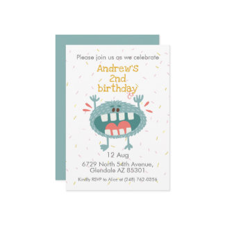 Niedliches Aquamarines Monster Geburtstag Einladung