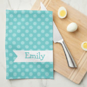 Niedliches aquamarines Polka-Punkt-Küchen-Tuch Handtuch (Viertel Falte)
